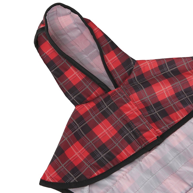 HDE Dog Raincoat Jacket Reflective Adjustable Hooded Pet Poncho Rain Coat with Leash Hole for Small to X-Large Dogs Plaid - M - Image 4